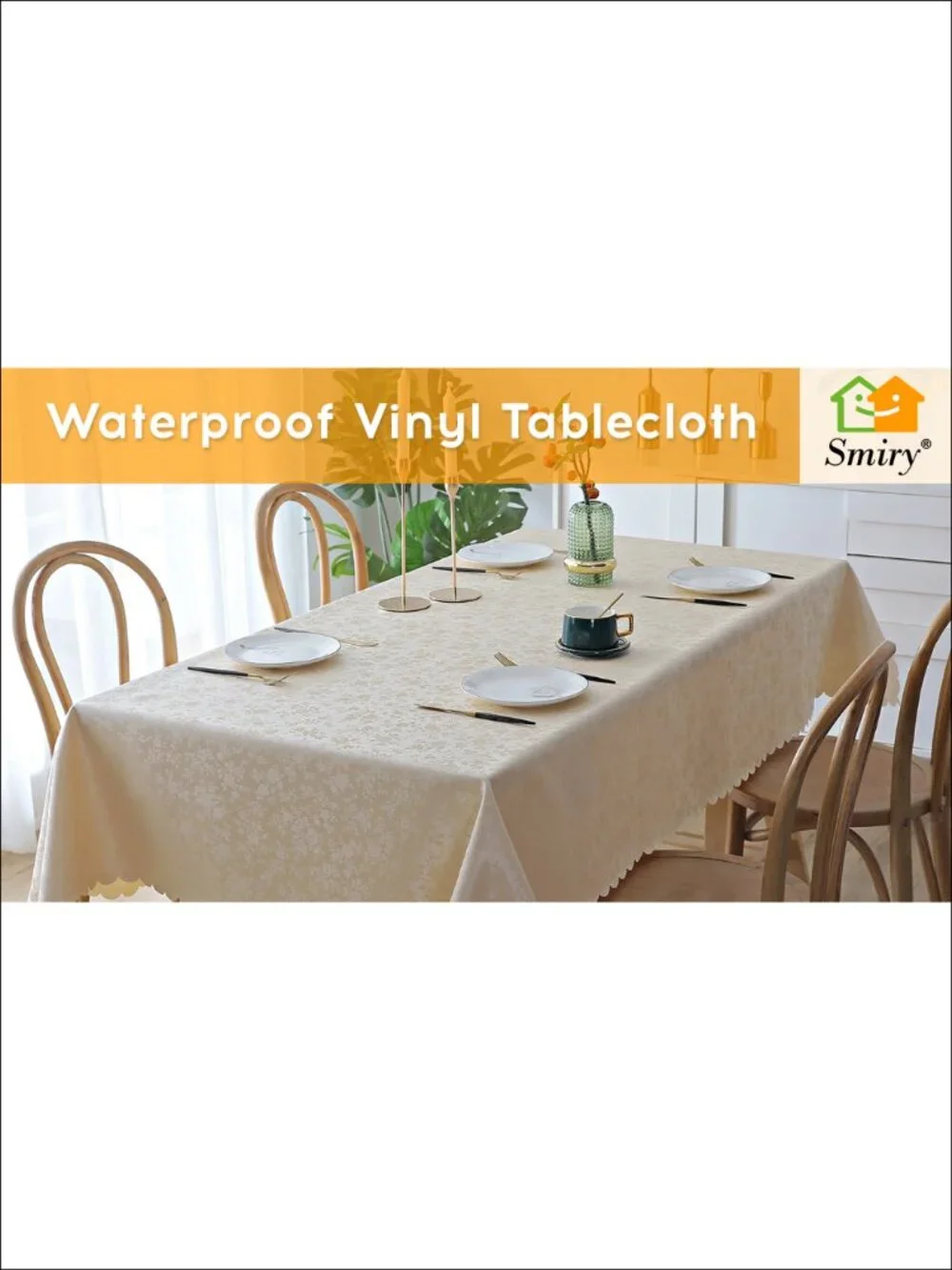 Waterproof Heavy Duty Vinyl Tablecloth 60x84 Rectangle